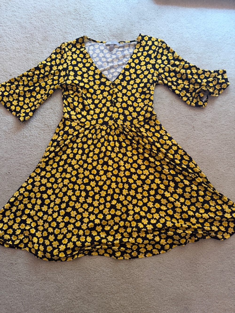 Black Floral Dress with Yellow Flowers